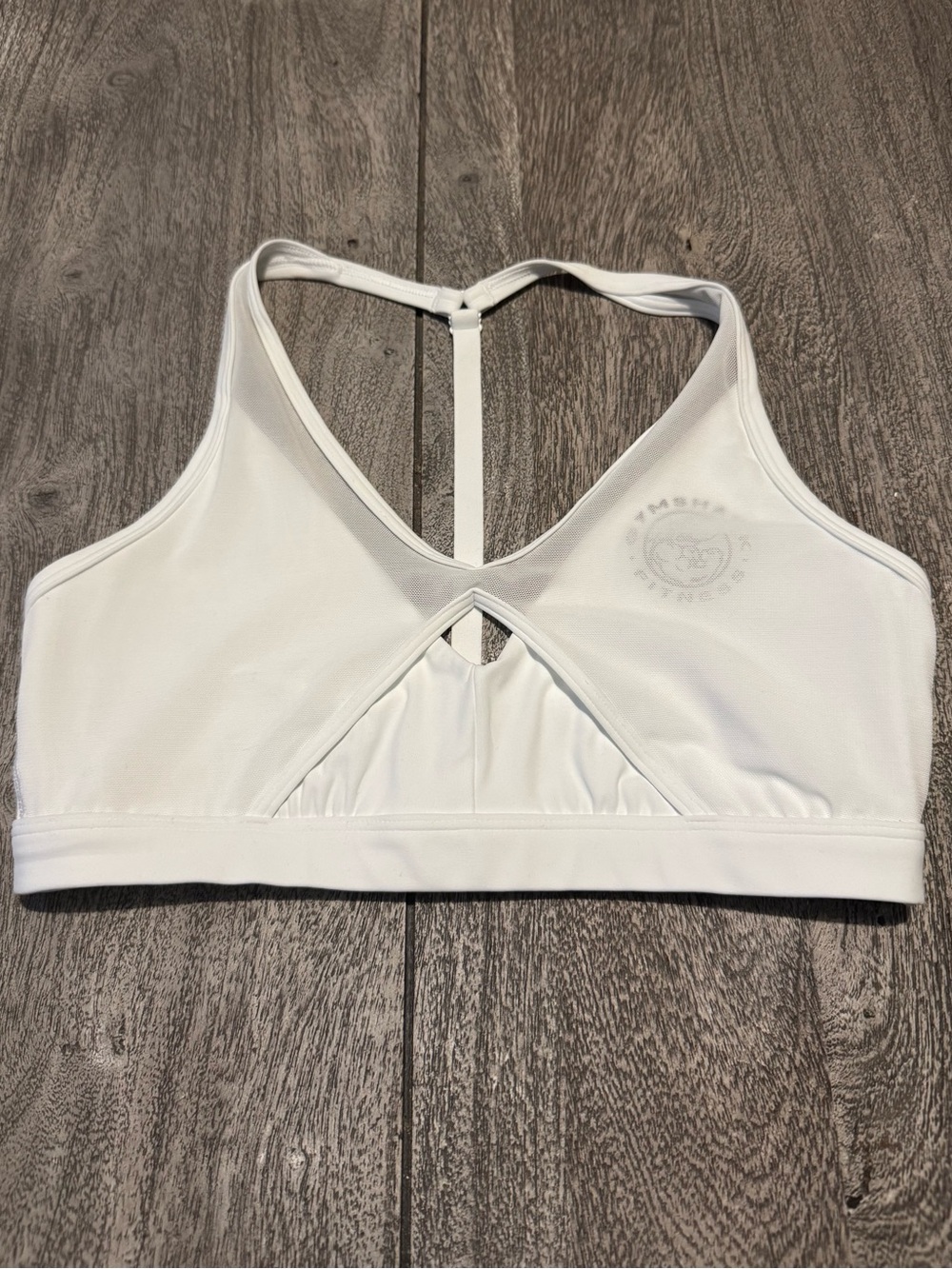 Gymshark White T-Back Keyhole Mesh Sports Bra